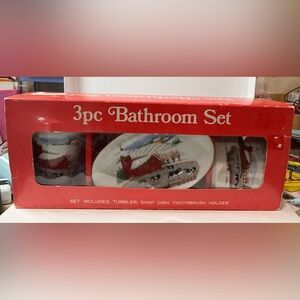 Vintage 3-Piece Bathroom Set Farm Scene Made in Japan – New in Box